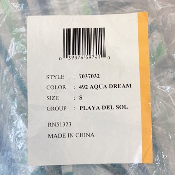 CECE NWT WOMENS OFF THE SHOULDER TOP BLOUSE AQUA DREAM PLAYA DEL SOL SMALL - Picture 9 of 9